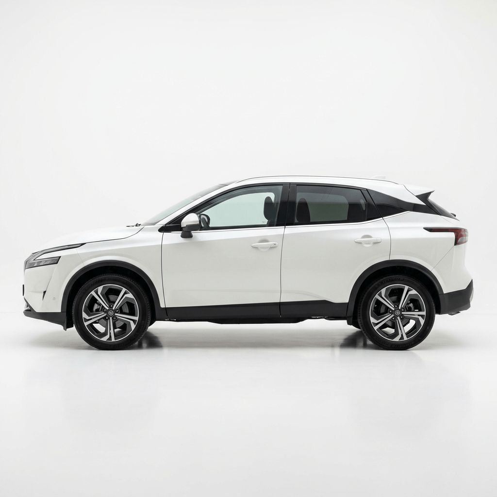 White crossover SUV viewed from the side on a plain white background.